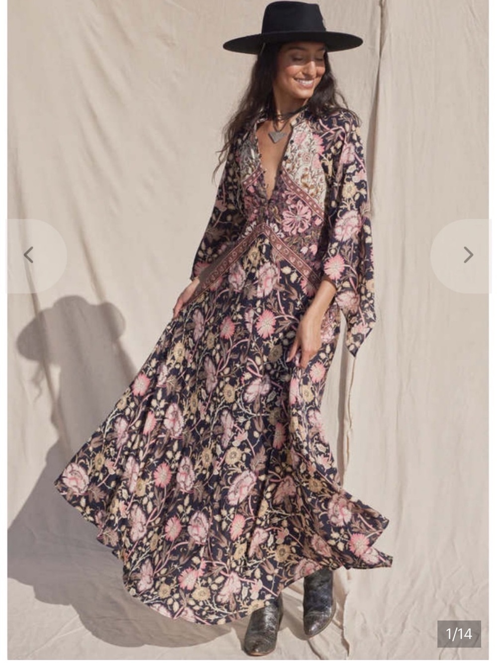 Jen’s Pirate Booty Anthropologie Black Floral Maxi Dress boho
